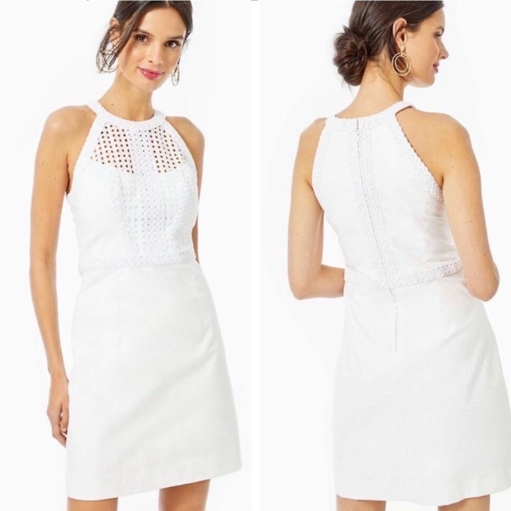 Lilly Pulitzer White Charlize Shift Dress Resortwear- 10 (no size tag) -EUC